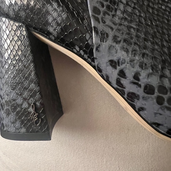 Sam Edelman Codie Snakeskin Block Heel Square-Toe Boots 7.5M great condition - Picture 3 of 5